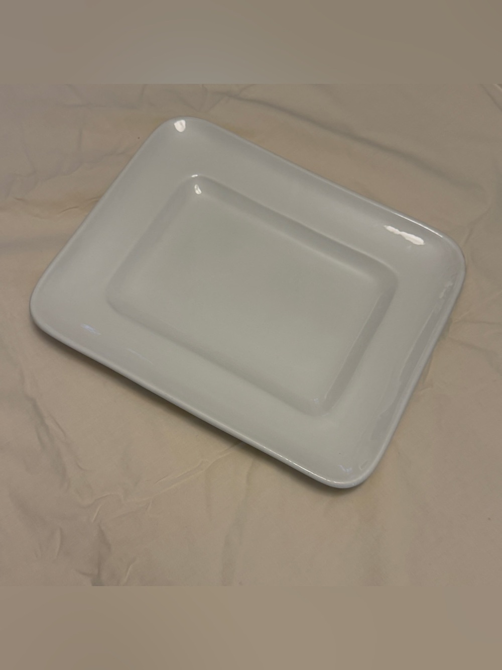 Horchow White Ceramic Serving Platter with Imprinted Stamp Made in Italy